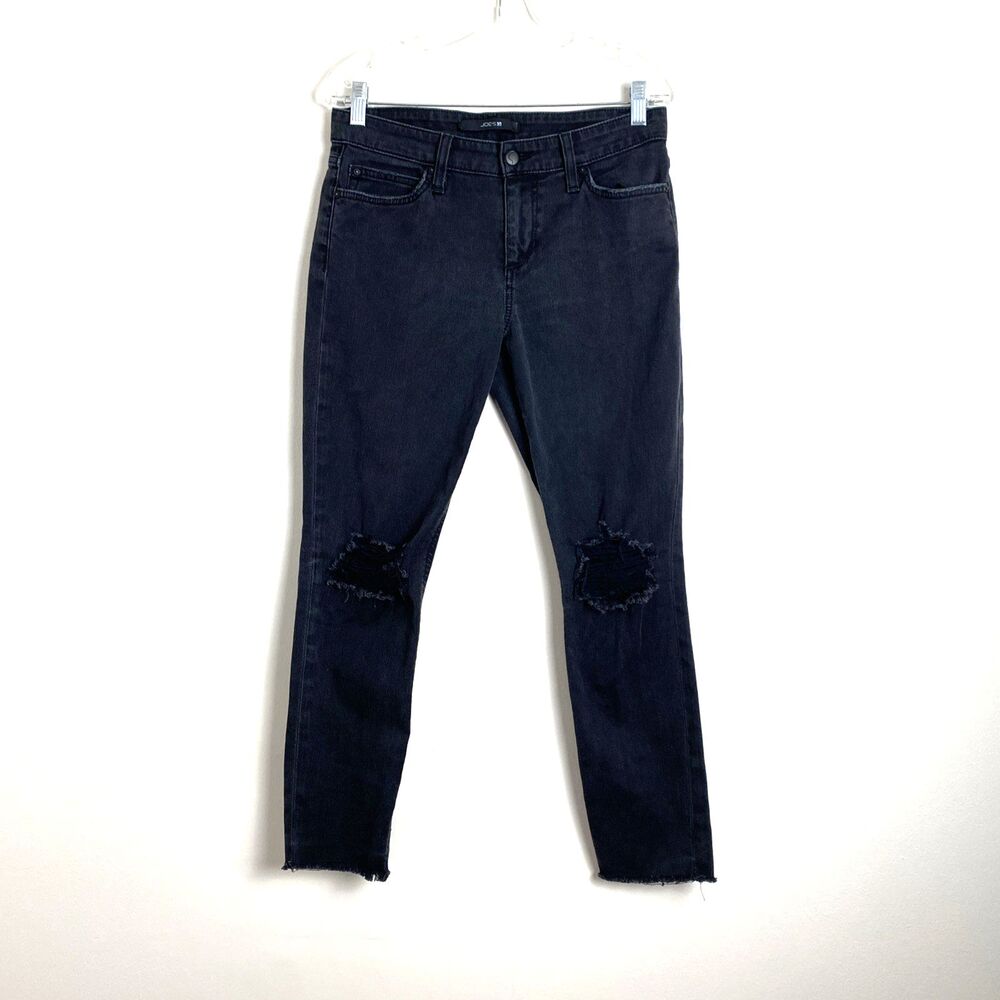 Joe's Jeans Womens Jeans Size 28 Dark Gray Distressed Skinny Ankle Frayed Hem